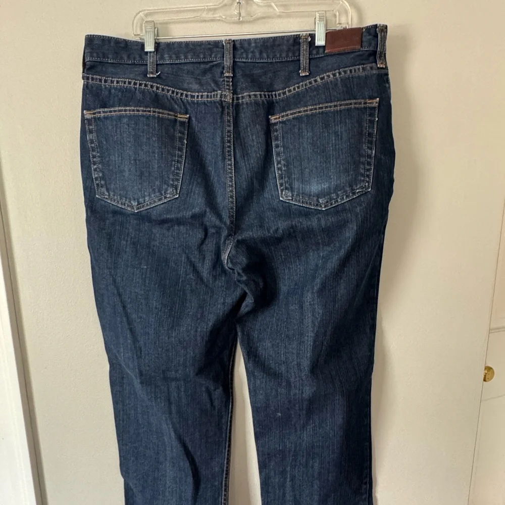 Lands End Jeans Mens 38x31 Dark Wash Denim Traditional Fit Tapered Leg